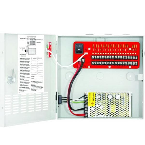 Switching CCTV Power Supply. 18 Outputs, 10 Amps, PTC fuses, individual status LEDs for e
